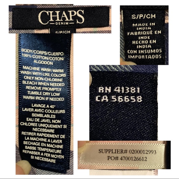 👛 Chaps button down shirt, Small, navy & pink plaid - Picture 8 of 9